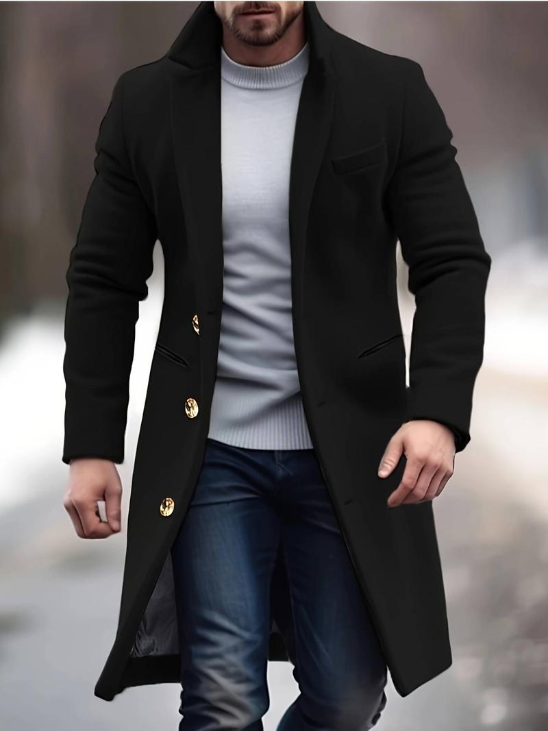 Men's Clothing woolen coat men's cross border medium length woolen coat slim fit suit collar windbreaker_voghion.com