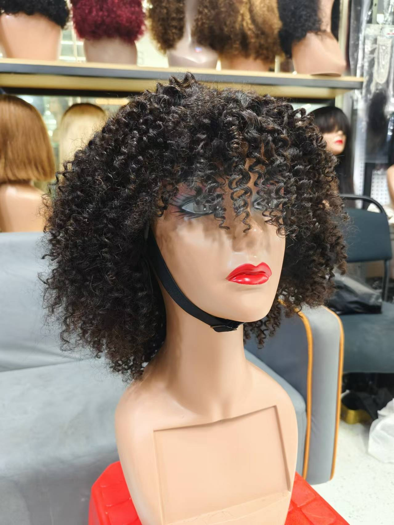 Peluca rizada afro rizada, cabello humano, pelucas cortas para mujer, cabello humano 250 % natural y suave, pelucas de cabello brasileño 4B 4C, completamente hechas a máquina_voghion.com