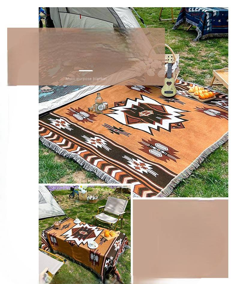 Camping Blanket Moisture Proof Picnic Mat Jacquard Tapestry Ins Style Sofa Towel Line Blanket Multifunctional Sofa Blanket_voghion.com