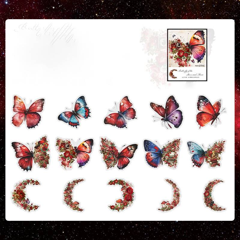 20 Pieces/pack Retro Butterfly Sticker Set, Decorative Butterfly Manual Stickers Cute, Magical, Beautiful Stickers_voghion.com