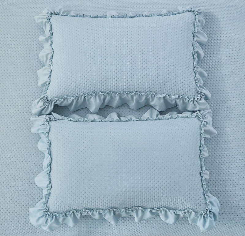 CG33 Washed Cotton Ruffled Bed Cover Set, Suitable For Bedrooms And Living Rooms (1* Bedspread +2* Pillowcase, No Duvet Core Or Pillow Core)_voghion.com