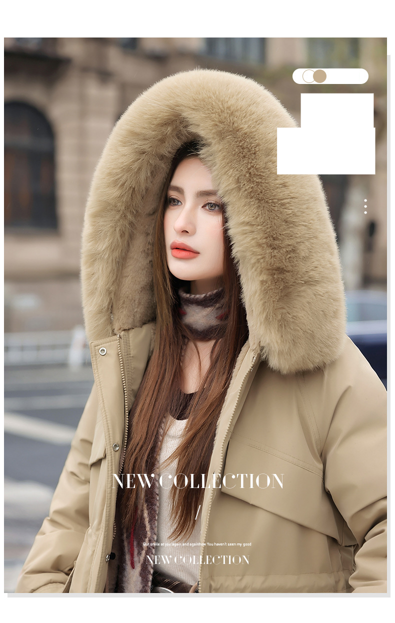 Damen Steppjacke mit Kunstfellkapuze, Hüftgurt, großen Taschen - Wintermantel für Damen, kurze Pufferjacke, warme Oberbekleidung_voghion.com