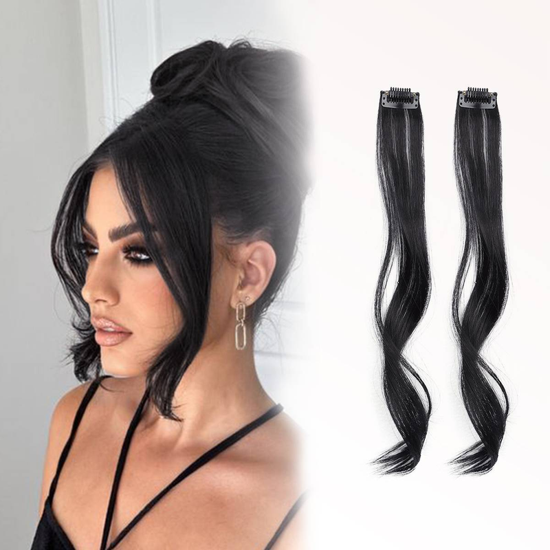 Air Bangs Bangs Front Side Bangs Set Long Temples, Bangs Hair Clip On Fringe Bangs With Temples Synthetic Long Dragon Beard Bangs Hair 14 pollici_voghion.com
