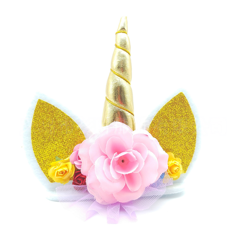 Cerchietto per capelli con unicorno incantato per bambine – Accessorio scintillante per capelli per feste di compleanno con motivo floreale e decorazione per torta_voghion.com