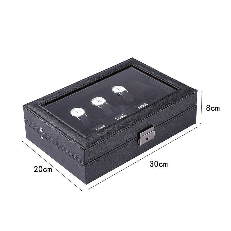 Watch Box 5-bit Premium PU Leather Plush Lock 10-bit Watch Box_voghion.com