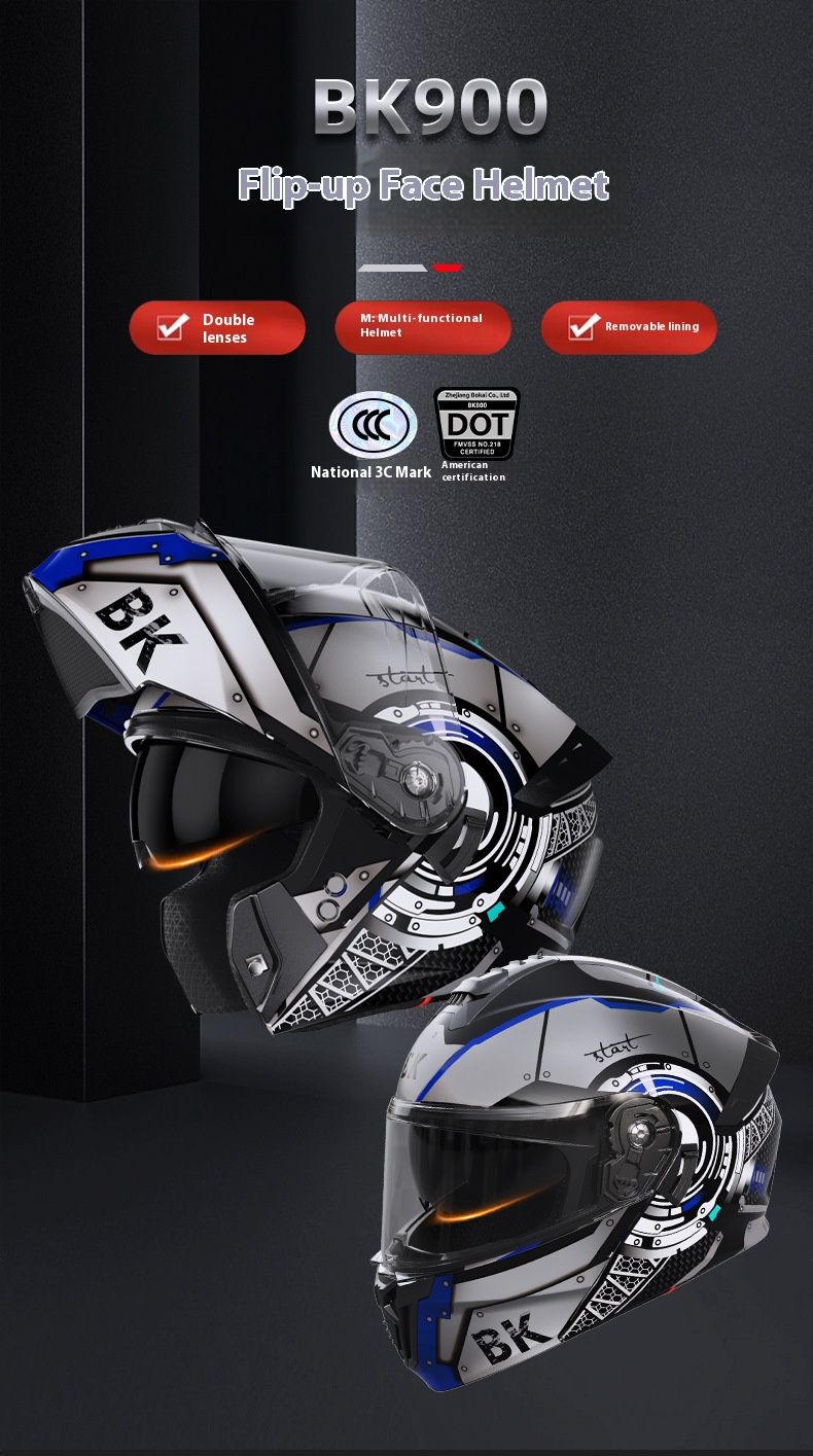 DOT- und 3C-zertifizierter modularer Motorradhelm – Klappbarer Integralhelm mit Bluetooth, Doppelvisier und einstellbarer Belüftung für Männer/Frauen_voghion.com