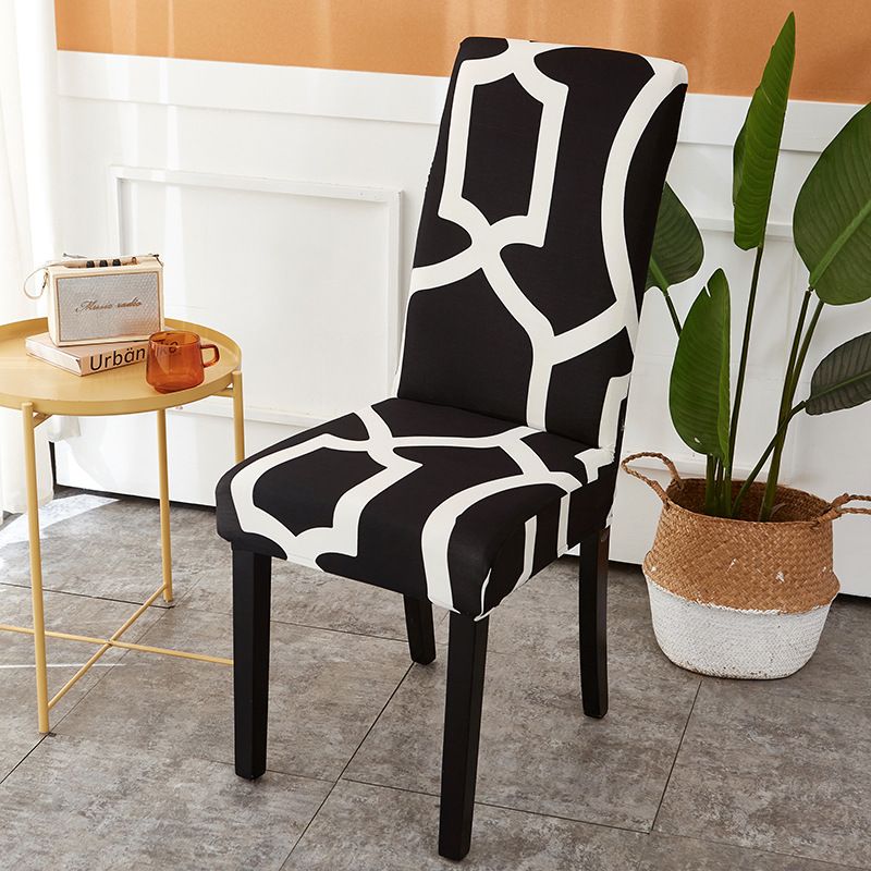 Stretchable Chair Covers Set - Universal Fit For Dining Chairs, Office & Home Decor - Modern Geometric Patterns, Soft Polyester Spandex Fabric_voghion.com