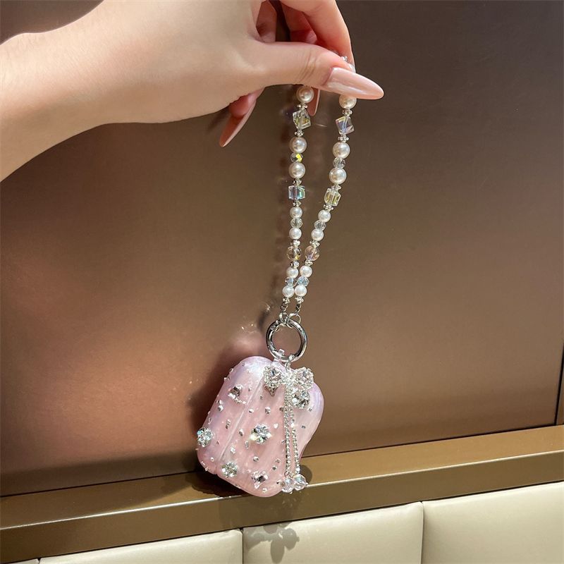 Collier élégant en pierre précieuse rose, accessoire idéal pour les casques et appareils sans fil._voghion.com