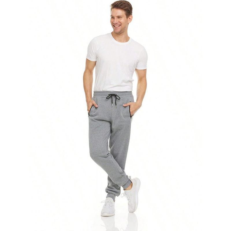 Men's Slim-Fit Jogger Pants – Polyester Workout & Running Trousers With Drawstring Waist (Black/Charcoal/White, S-XXXL)_voghion.com