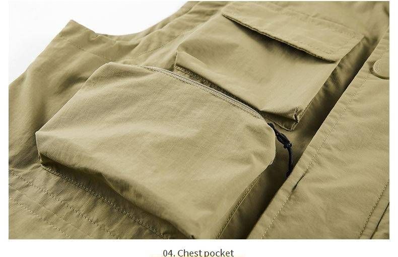 Utility-Weste mit mehreren Taschen für Outdoor-Aktivitäten – Leichtes Nylon mit Reißverschluss_voghion.com