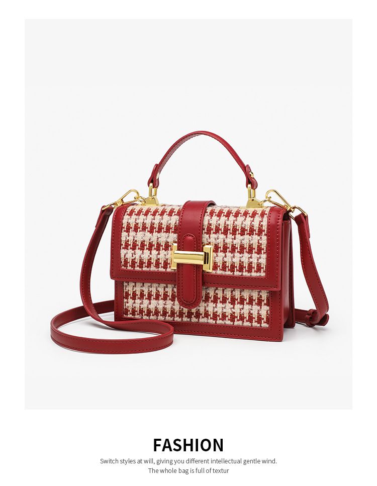 2024 New Popular Women's Fashion Thousand Bird Grid Wedding Small Square Versatile One Shoulder Crossbody Bag_voghion.com