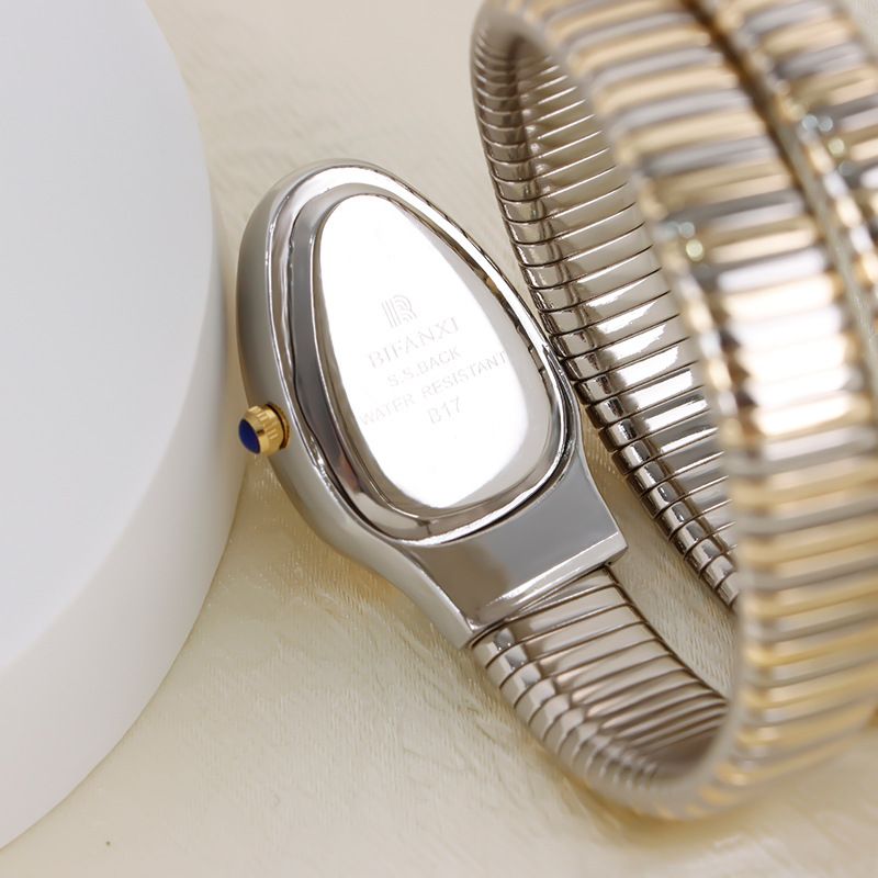 Slangvormig kwartshorloge, modieus, veelzijdig, prachtig, met diamanten bezette nis, artistiek horloge voor dames_voghion.com