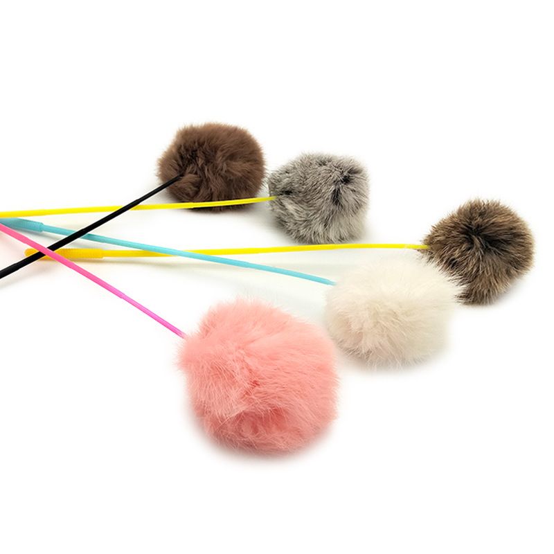 Rabbit Fur Wand Rod Toy Pet Powerful Attractor Fairy Cat Teaser Supplies_voghion.com