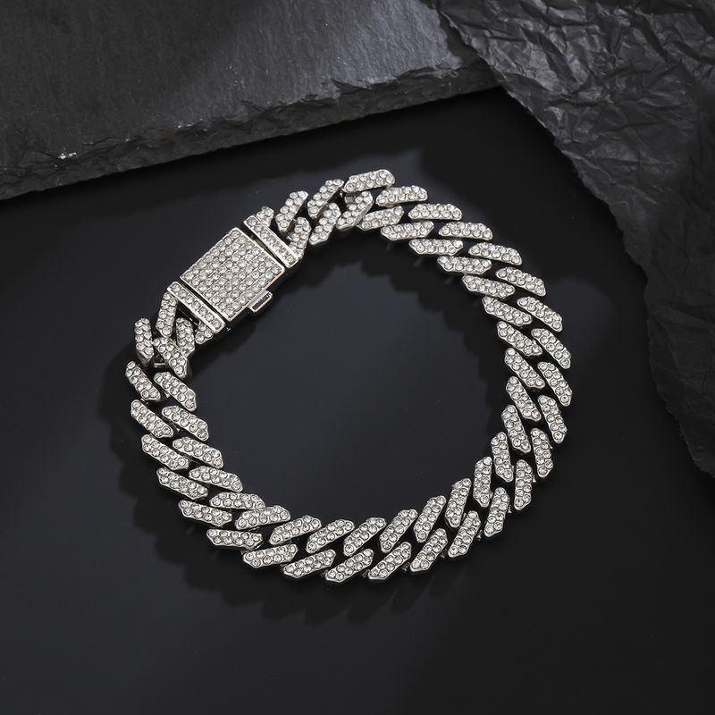 Collana da uomo cubana con catena a clavicola trendy, con diamanti da 12 mm, stile hip-hop dominante_voghion.com