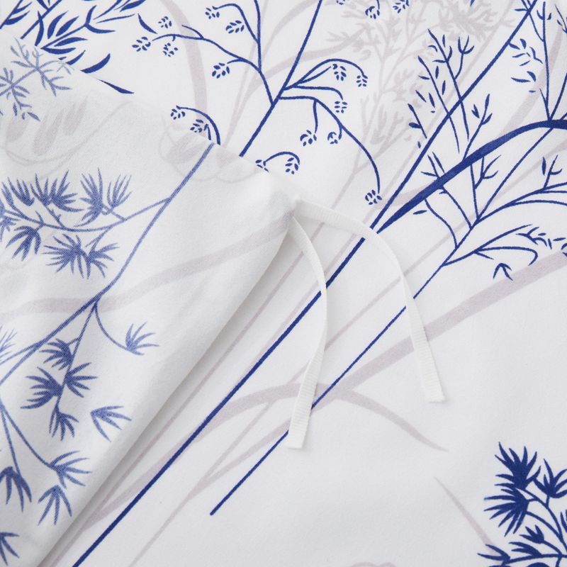 Housse de couette florale bleue, ensemble de trois pièces, motif jardin de fleurs_voghion.com