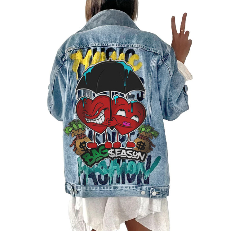 herenkleding jas denim net rode jas dames herfst en winter honkbaluniform Amazon jas_voghion.com