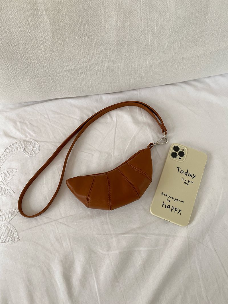 Neckholder-Geldbörse, süßes Croissant-Design, Nischen-Mini-Umhängetasche, Lippenstift, Kopfhörer, kleine Tasche_voghion.com