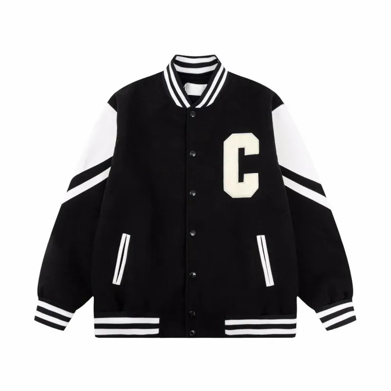 Chaquetas bordadas para hombre: Bomber de cuero estilo universitario con parche de letras, cortavientos informal con capucha_voghion.com