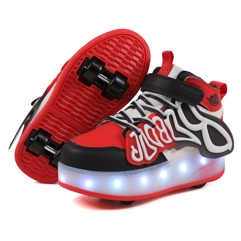 Pantofi de patinaj cu role Little Overlord cu patru roți pentru copii, Flash Walking, bărbați și femei_voghion.com