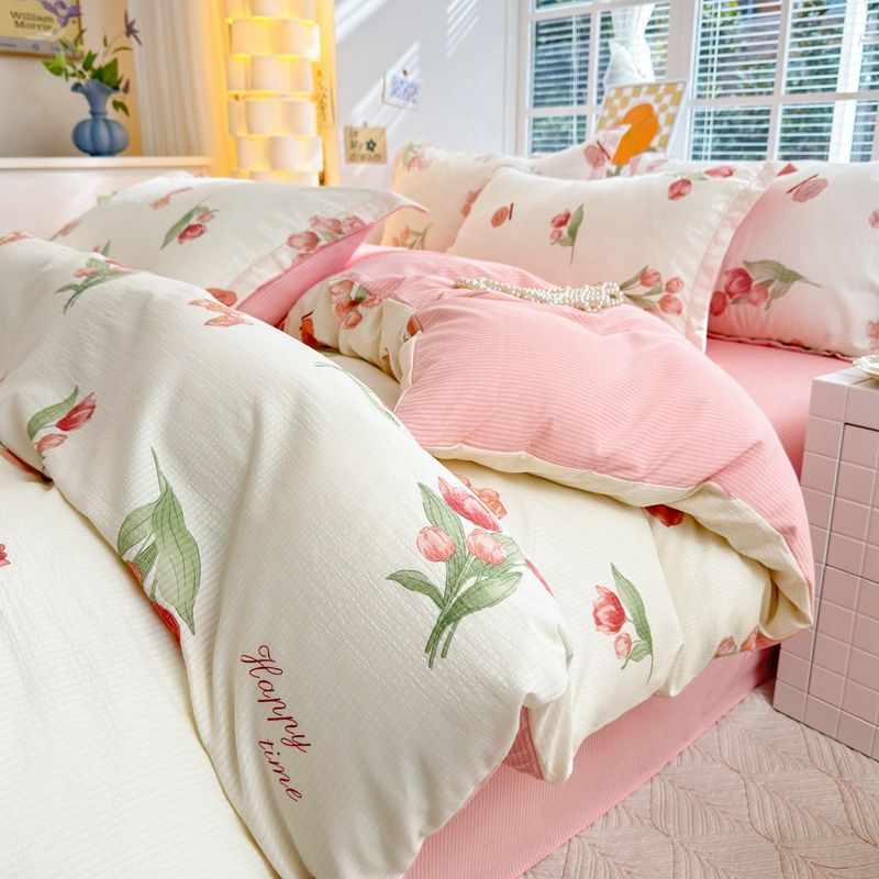 Set di quattro pezzi in cotone jacquard super morbido di classe A, adatto alla pelle di neonati e bambini, traspirante e assorbente._voghion.com