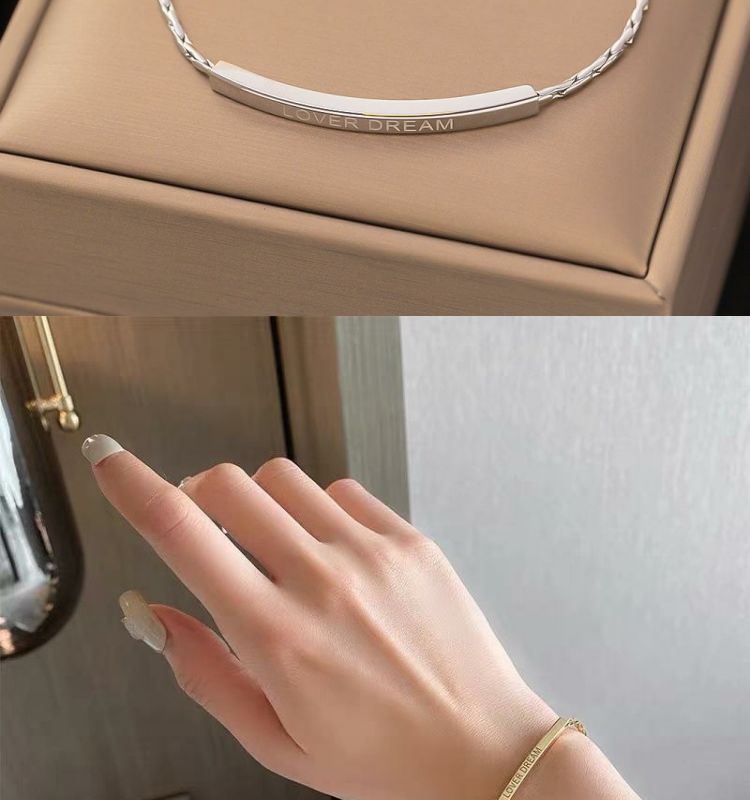 Bracciale in acciaio al titanio con lettere dorate, fatto a mano, alla moda, versatile, semplice, personalità, nicchia_voghion.com