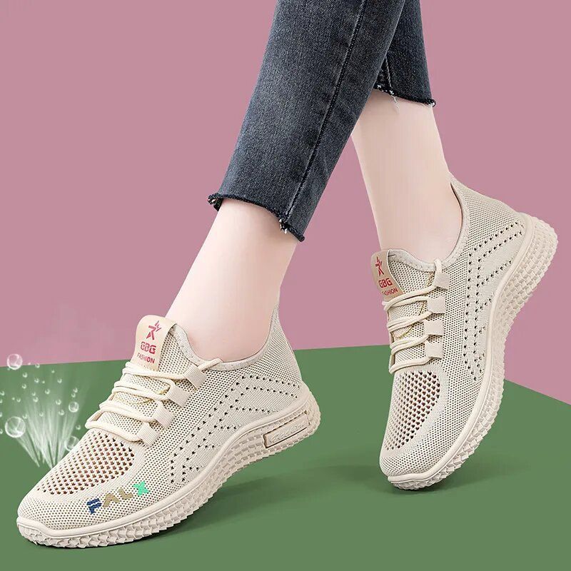 Mesh Sports Shoes For Women, Spring/summer/autumn 2025 New Breathable Mesh Casual Shoes, Lightweight And Soft Soles_voghion.com