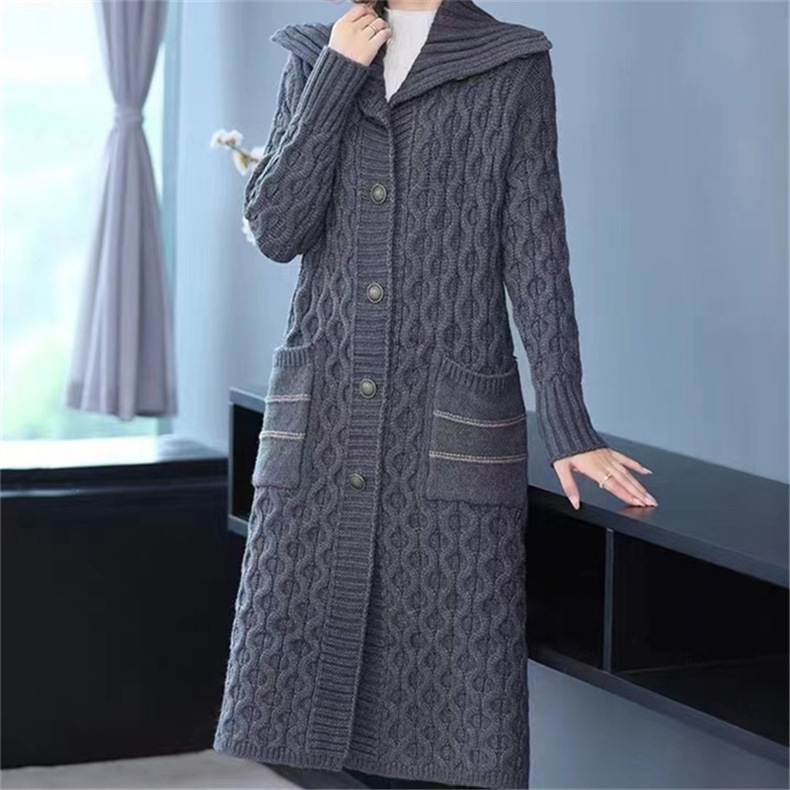 Winter Clothes Women Solid Single Breasted Long Sleeved Coat Knitted Cardigan Oversized Cardigan Thick Sweaters for_voghion.com