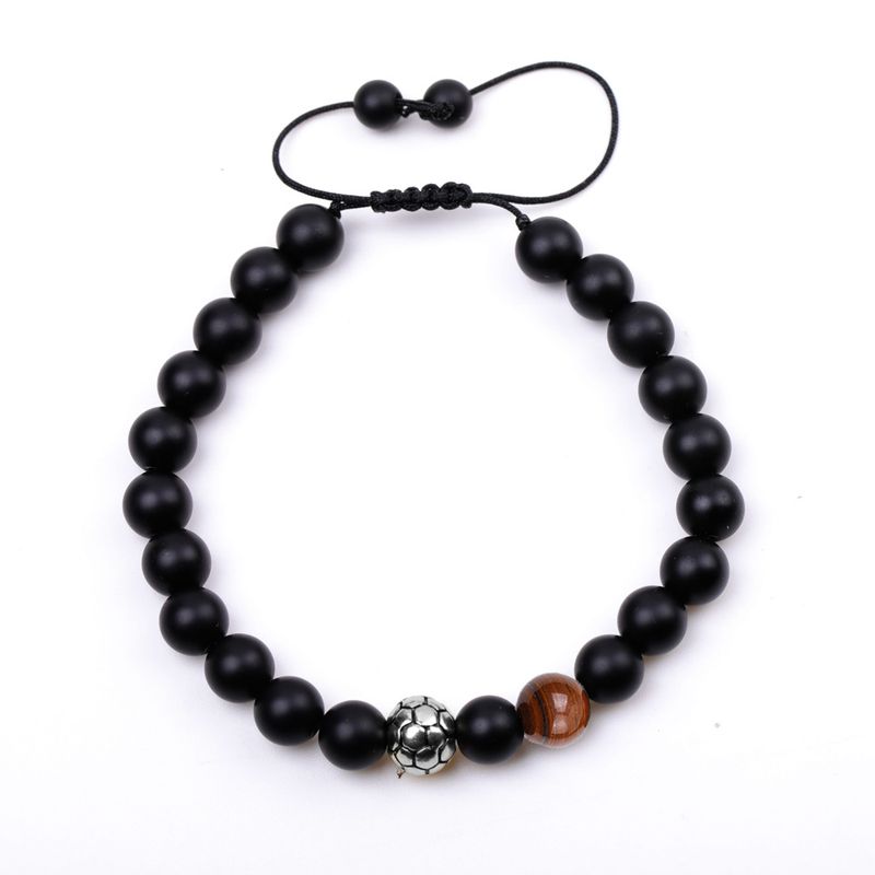 Electroplated Gold & Silver Crown Bracelet - Single Tiger Eye Stone & Frosted Black Stone Beaded Braided Jewelry Set_voghion.com