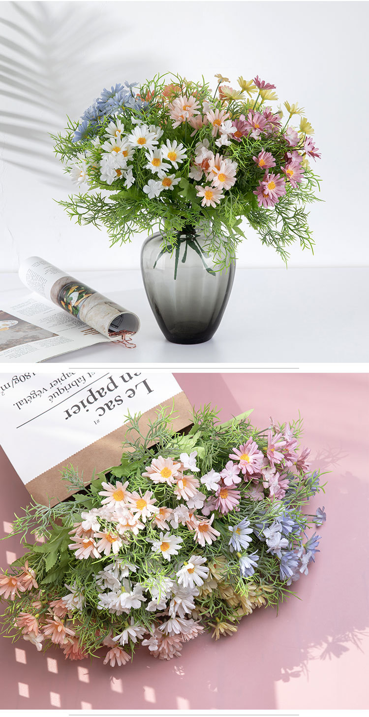 Rose wall sunflower daisy artificial flower manufacturer home decoration artificial flower bouquet cross-border MW66895_voghion.com
