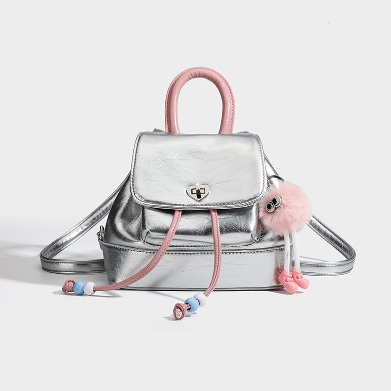 Herbst/Winter 2025: Neuer stylischer und vielseitiger silberner lässiger Mini-Rucksack_voghion.com