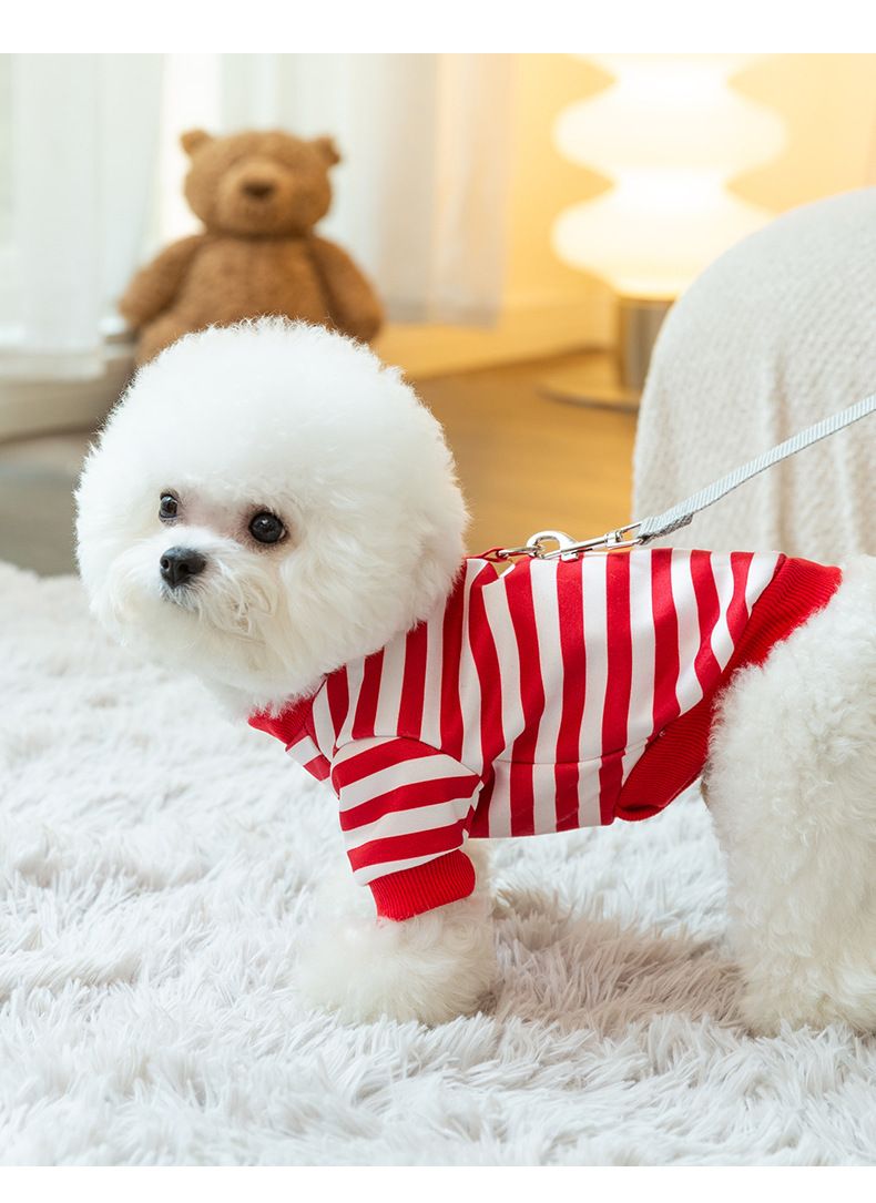 Autumn and Winter Dog Simple Stripe Tragable Sweatshirt Casual Style Cat Two-legged Teddy Pet Clothes_voghion.com