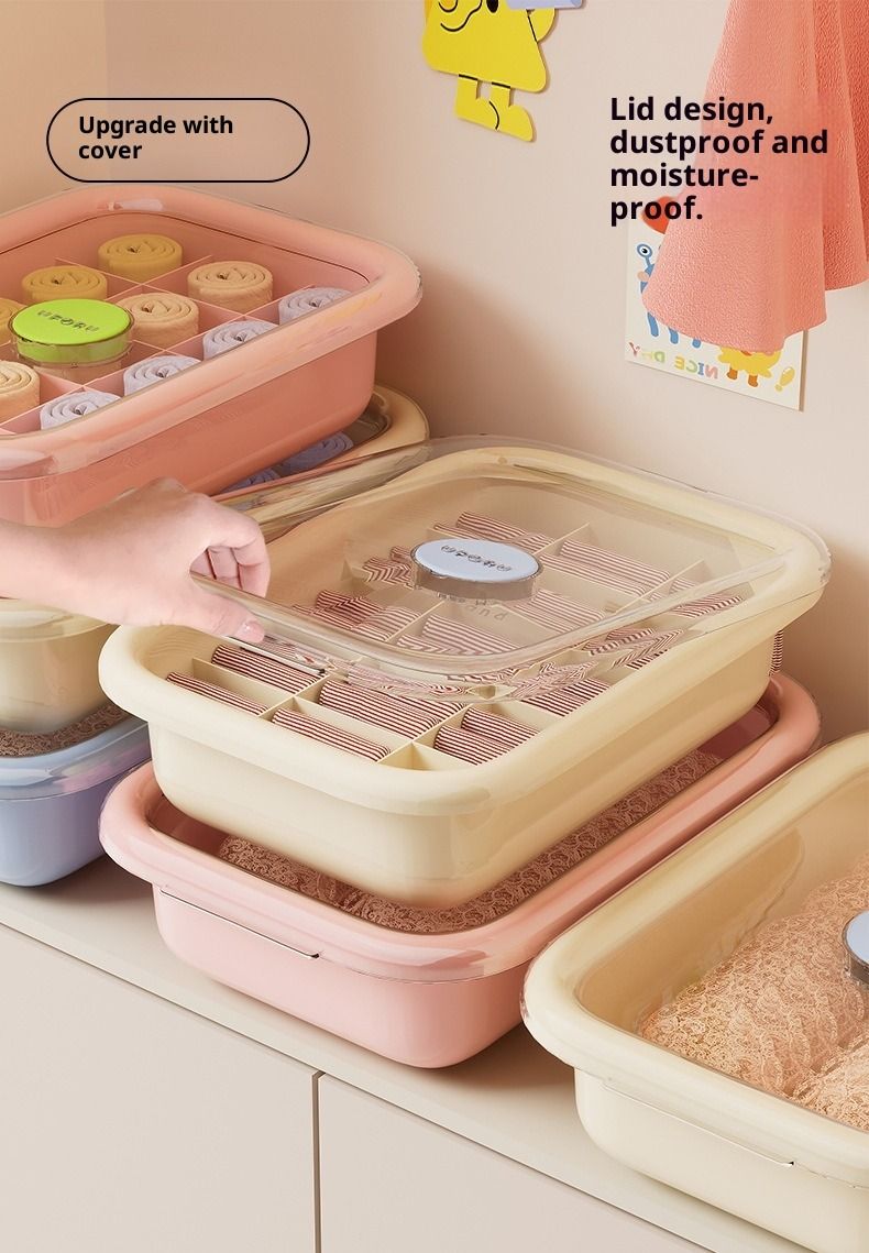 Boîte de rangement pour sous-vêtements Dopamine 3 en 1, armoire avec couvercle, anti-insectes, rangement de chaussettes empilables_voghion.com