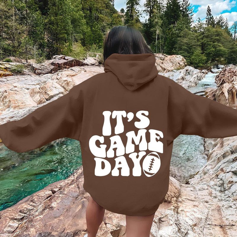 Felpa con cappuccio da donna in stile americano, taglie forti, con stampa di lettere, ampia, casual, alla moda, all'ingrosso_voghion.com