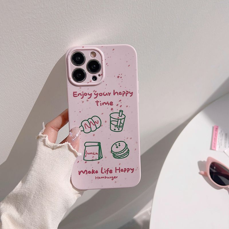 CyberGear Ins Pink Purple Hamburger Bread Compatible With IPhone 16 Pro Max Phone Case Korean Style 17 13 Silicone 15 Soft_voghion.com