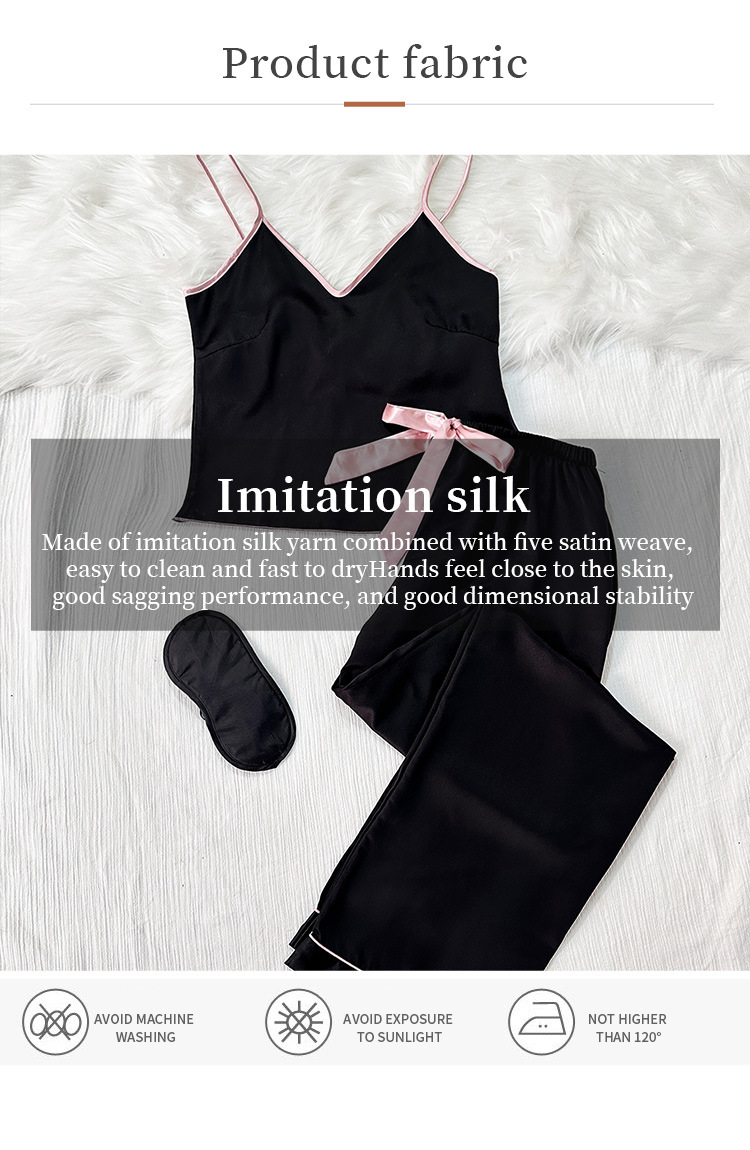 Pigiama da donna in seta sottile e ghiaccio, con canotta e pantaloni lunghi, casual, ampio, tinta unita, senza maniche, autunno inverno_voghion.com