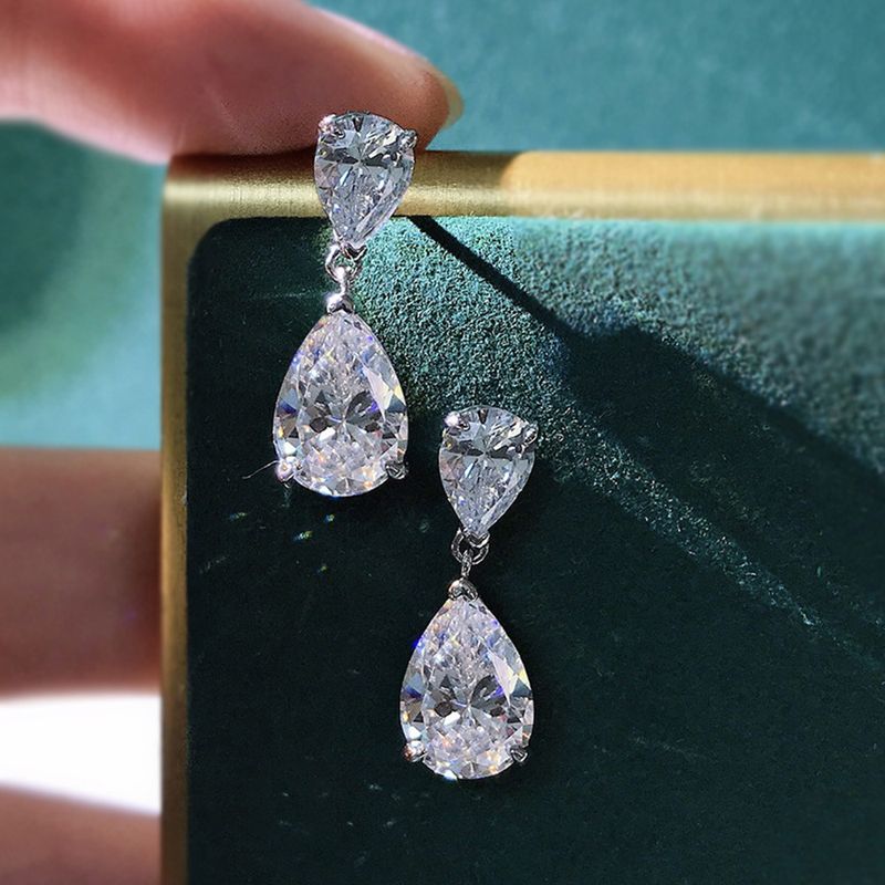 Cao Shi's 2023 New Water Drop For Women, Exquisite Zircon Pear Shaped Eardrops, Elegant And Stylish Internet Celebrity_voghion.com