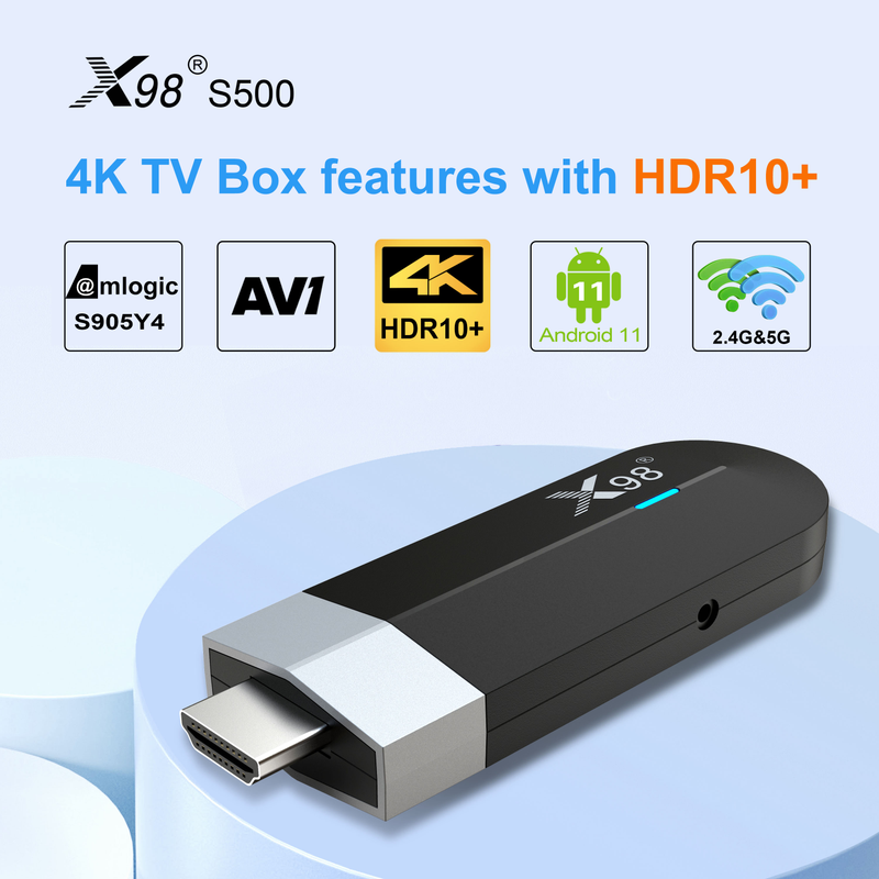 X98 S500 Android 11.0 Smart TV Box Amlogic S905Y4 2,4G/5G WiFi 4K H.265 HEVC Bluetooth Set Top Box 4GB + 32GB Mini TV Stick_voghion.com