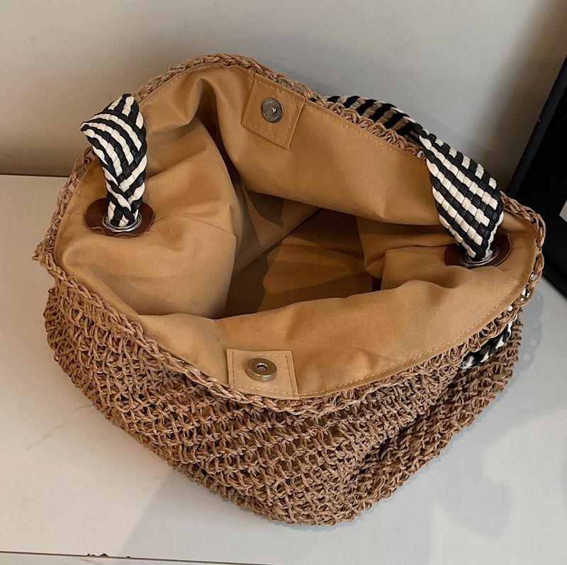 2025 Sommer Neue gewebte große Kapazität Pendler Damen Stroh Urlaub Stil Umhängetasche_voghion.com