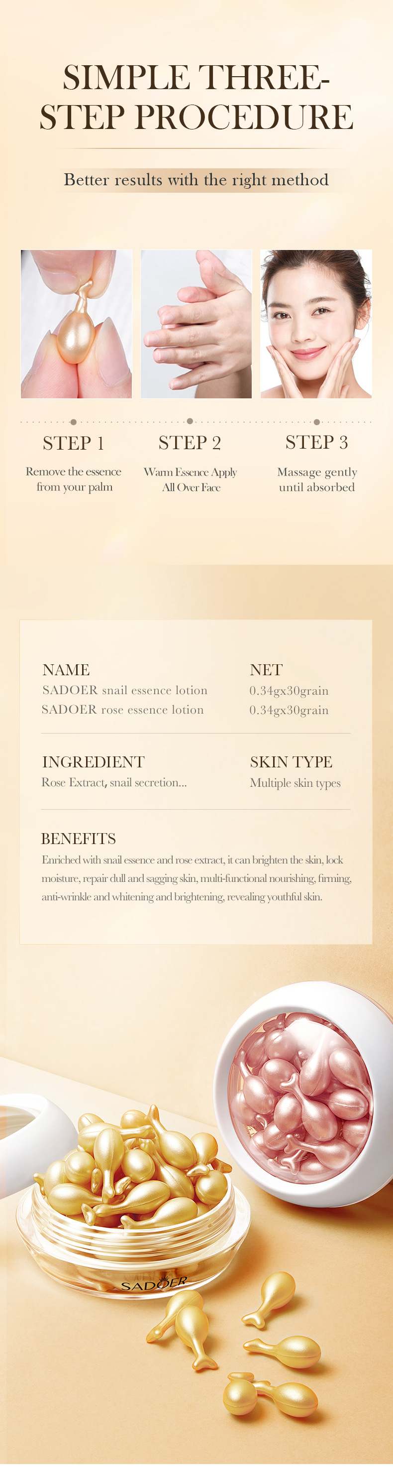 SADOER All Snail Rose essence Moisturizing Essence Milk 2024_voghion.com