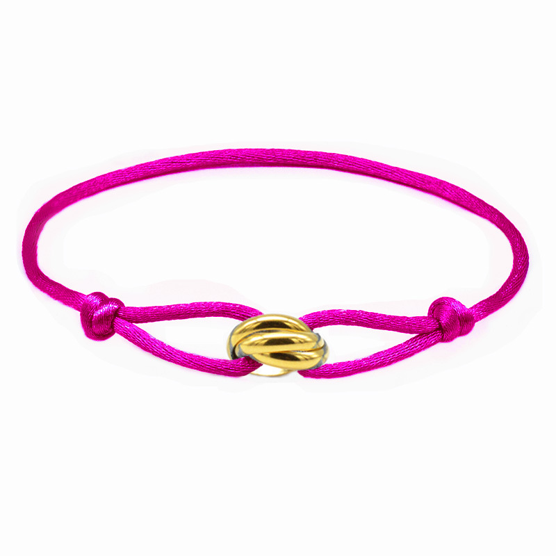 Designer Hand Woven Couple Stainless Steel DIY Bracelet With Three Color And Three Ring Adjustable Bracelet, Women's Fashionable Jewelry Accessories_voghion.com