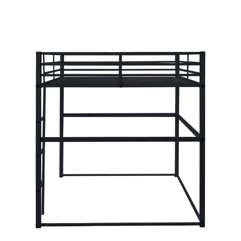 Metal Loft Bed Full Size, Loft Bed Frame With Safety Guard Rails & Flat Ladder, Twin Loft Bed For Kids Teens Adults, Black_voghion.com