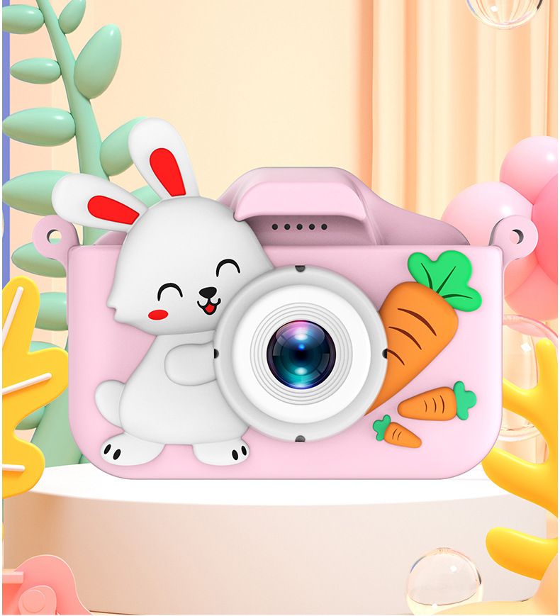 【Alta calidad】 Mini cámara digital para fotos y videos con dibujos animados de píxeles altos, ideal como regalo para niños, con un lindo conejito blanco._voghion.com