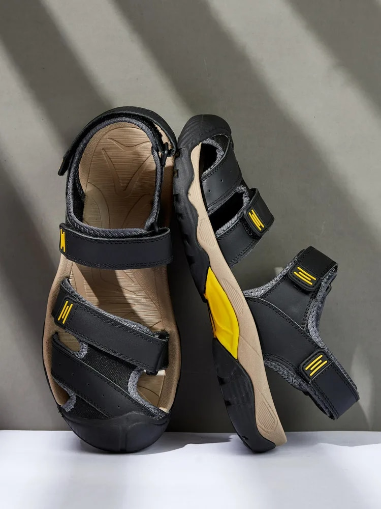 Summer New Genuine Leather Large Size 38-48 Fashion Slippers Men's Sandals Outdoor Beach Shoes_voghion.com