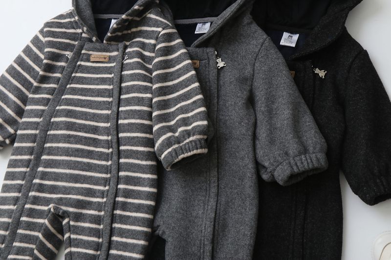 Mono para bebé Mother & Kids Premium con forro polar y capucha - Pelele para recién nacido de invierno y otoño (rayas/gris/negro) para niños de 0 a 12 meses_voghion.com