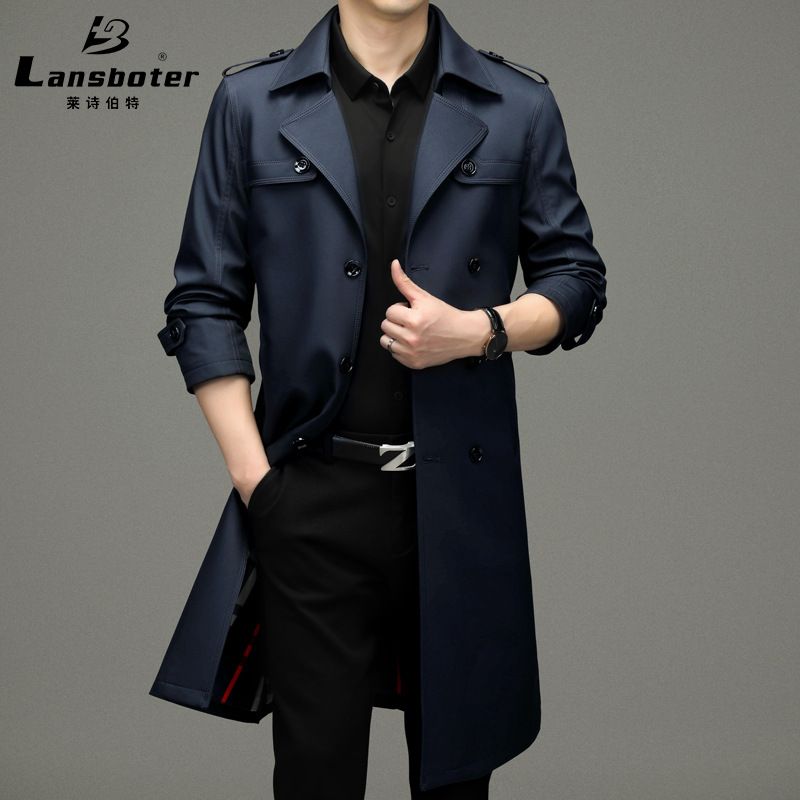 Leishibert Men's Non-Iron Over-the-Knee Double-Breasted 2025 Autumn New Long Trench Coat For Men_voghion.com