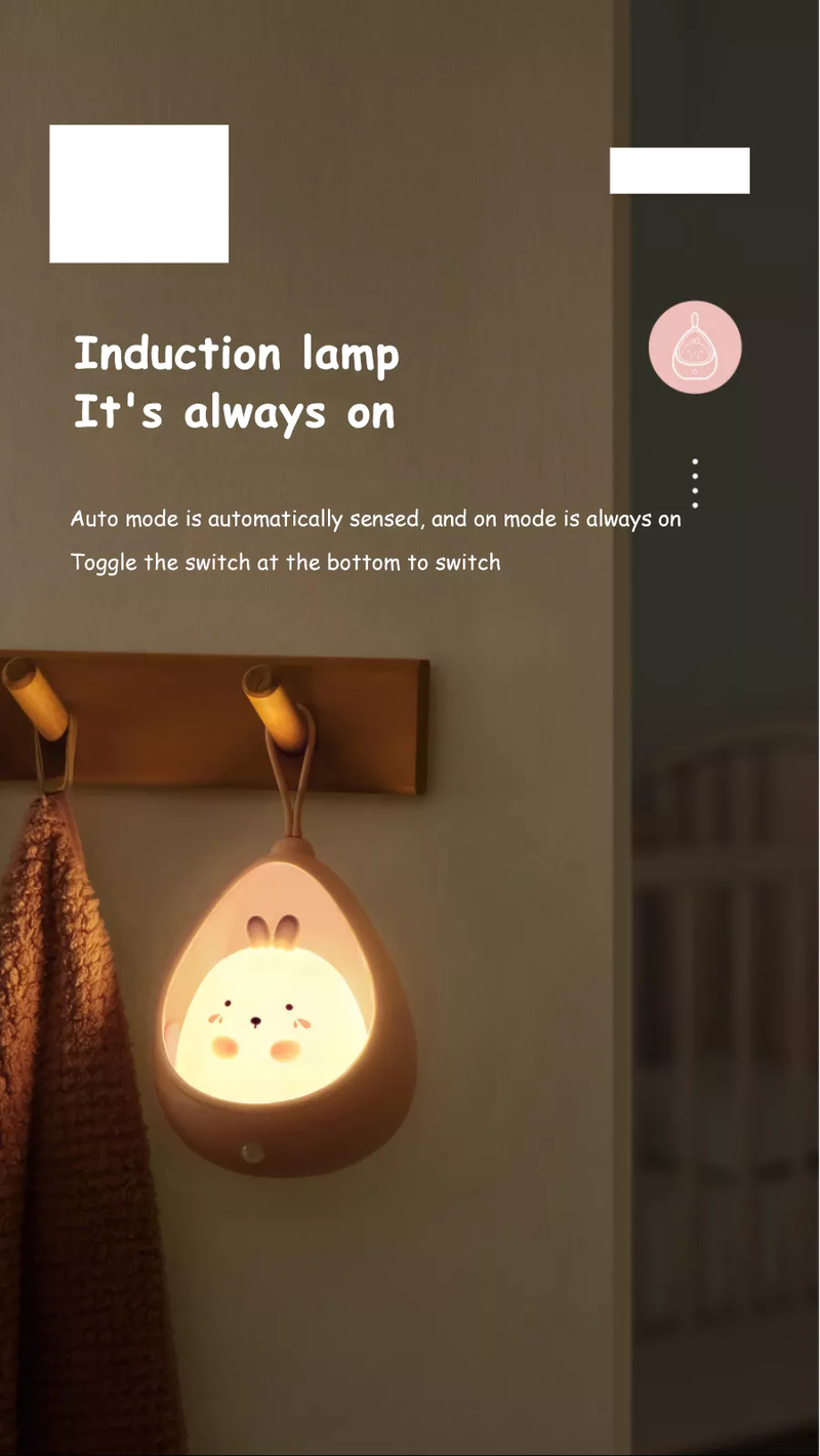 Cute Animal Night Light With Motion Sensor - USB Rechargeable LED Lamp For Kids Bedroom Wall_voghion.com