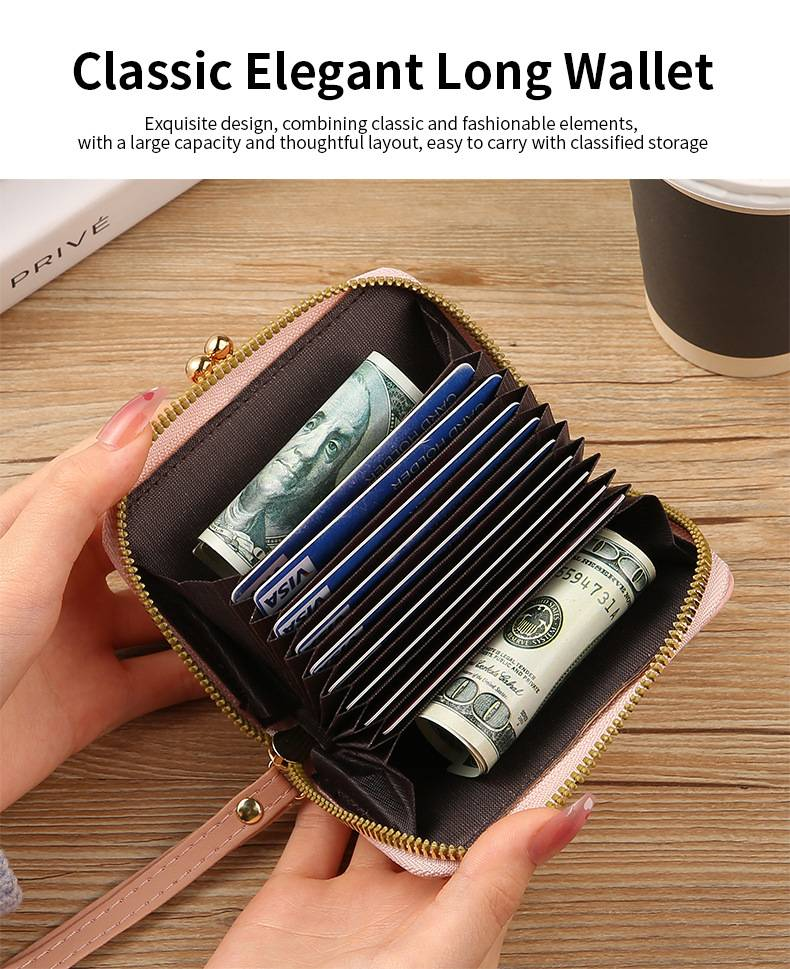 Portafoglio Zero alla moda per nuove donne Porta carte da donna transfrontalieri Portafoglio Zero Portafoglio con cerniera Posizioni multiple per carte Portafoglio retrò_voghion.com