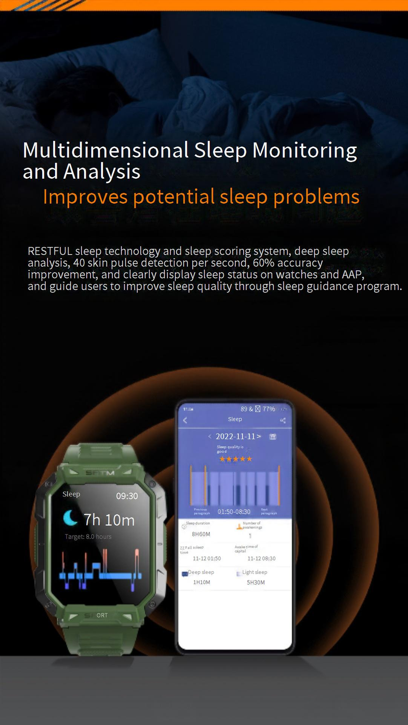 F307 Outdoor Triple Proof Smart Watch Bluetooth Chiamata Cardiofrequenzimetro Braccialetto Sportivo 2.1 Pollici Glicemia Non Invasiva_voghion.com