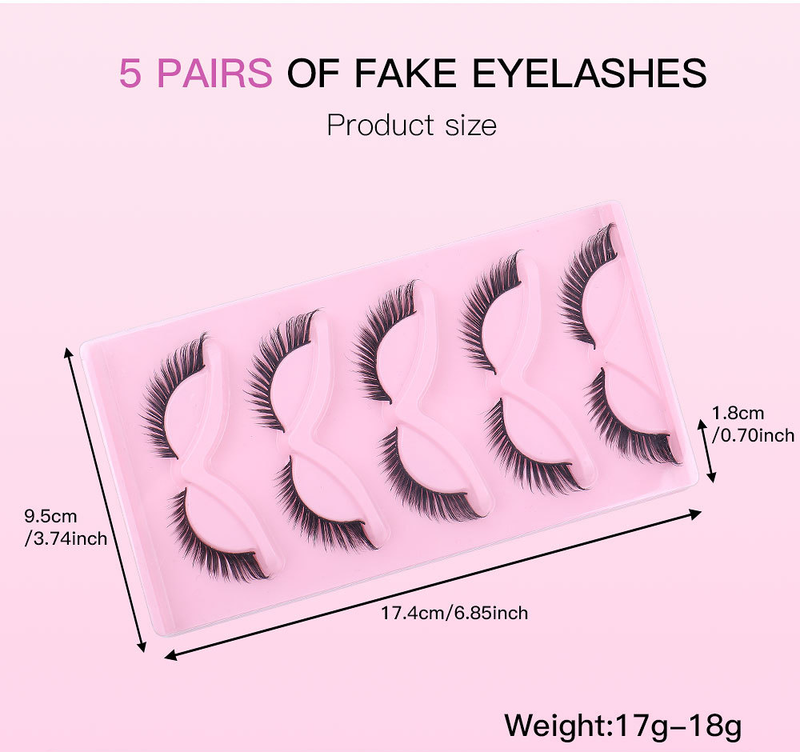False Eyelashes Oblique Flying Fox Series Hard Stem False Eyelashes 5 Pairs Of Simulation Natural Eye Tail Lengthened Thick Curled Eyelashes_voghion.com
