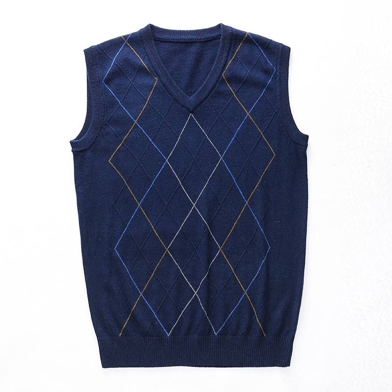 Herren Slim Fit V-Ausschnitt Strickweste, Wollmischung Casual Sweater Weste für Herbst Winter_voghion.com